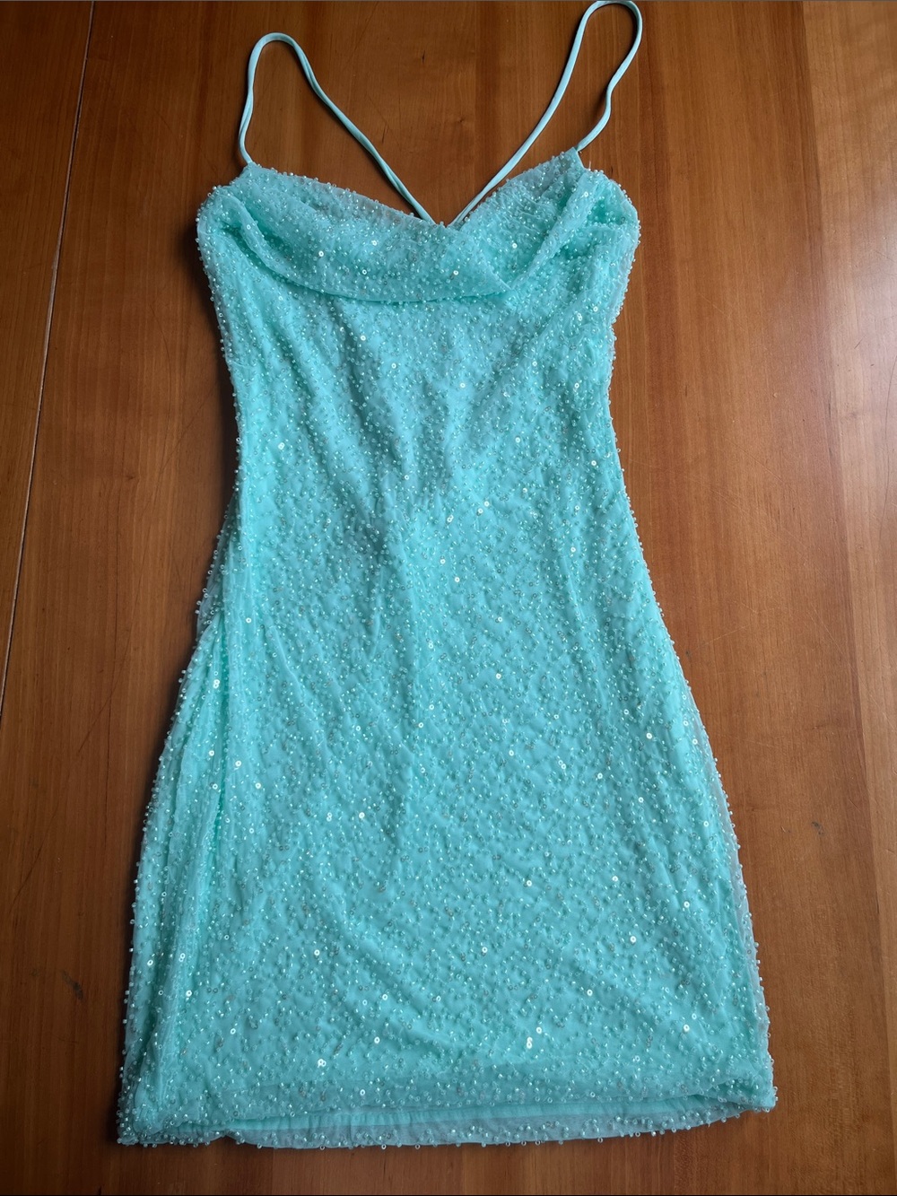 Windsor Mira Sequin Bead Strappy Mini Dress - Mint